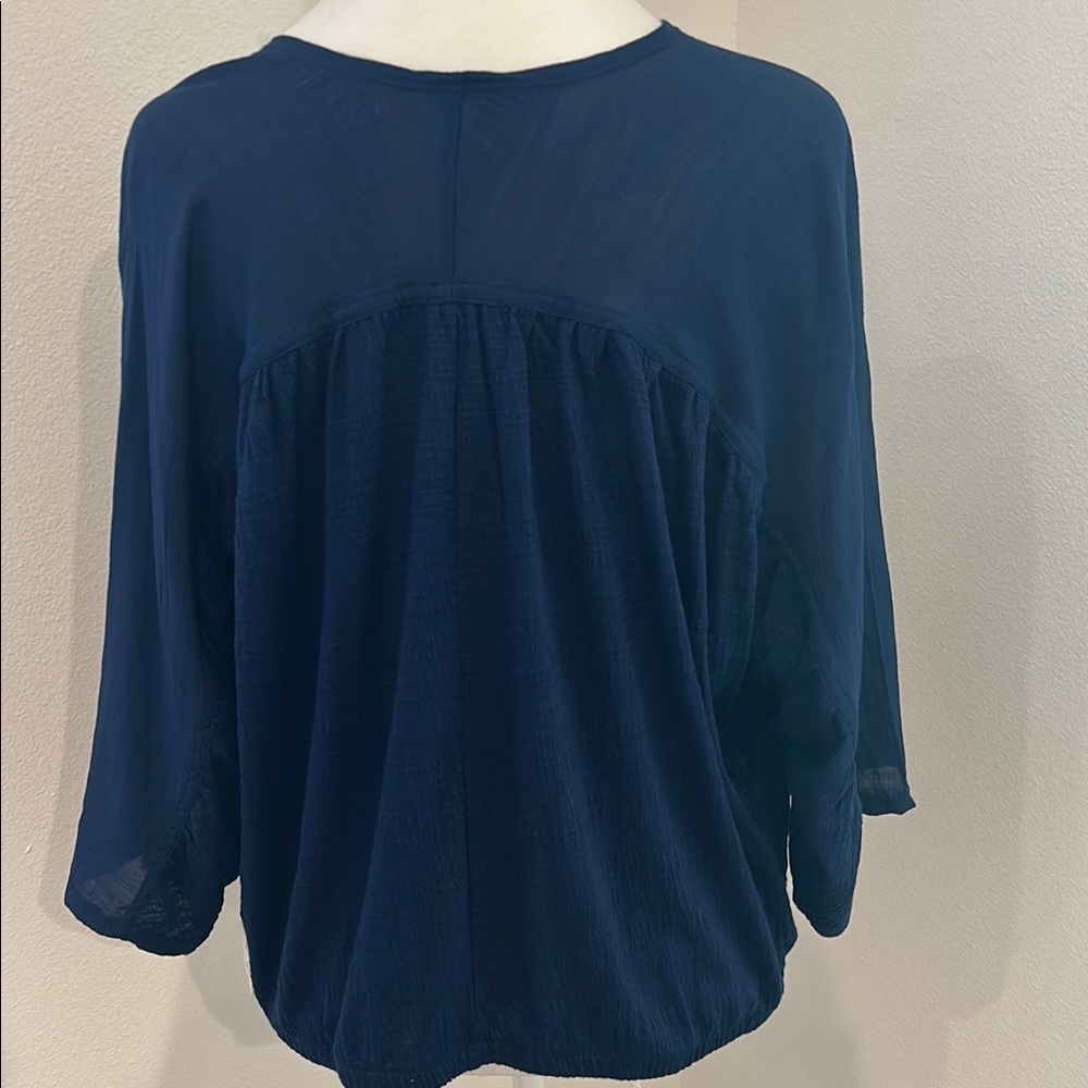 a.n.a Deep Blue V-Neck Blouse - Picture 7 of 9